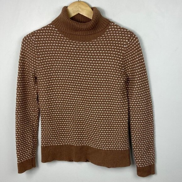 J Crew Caramel Brown Knit Turtleneck Sweater Size XS Style # H3909 Pullover Boho - Picture 11 of 11